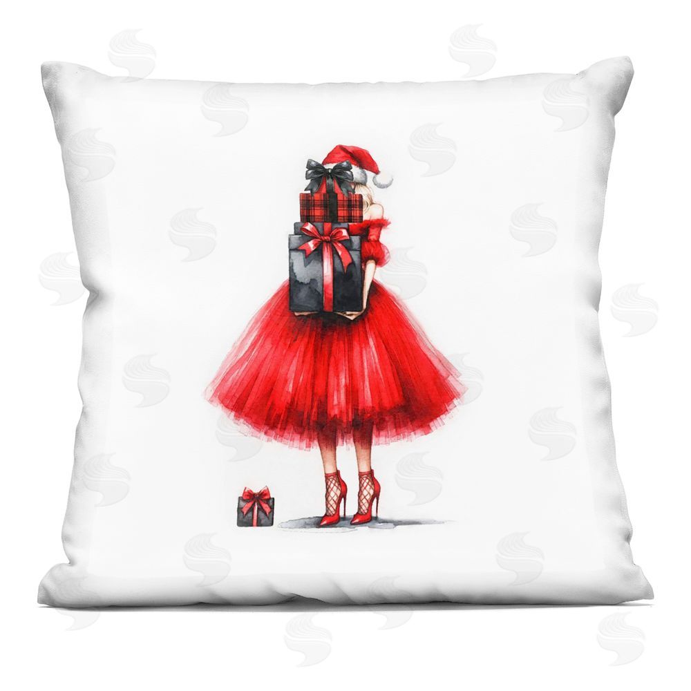 Amanda Greenwood Chic Christmas Gal Printed Plush Polyester Throw Pillow