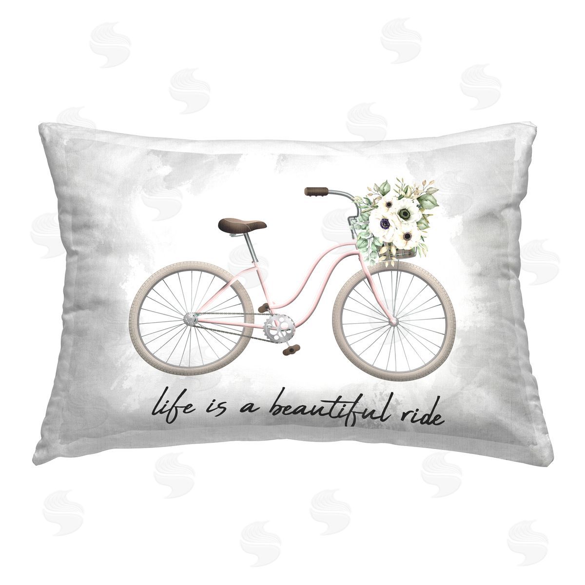 Kim Allen Beautiful Ride Floral Bike Printed Plush Polyester Throw Pillow
