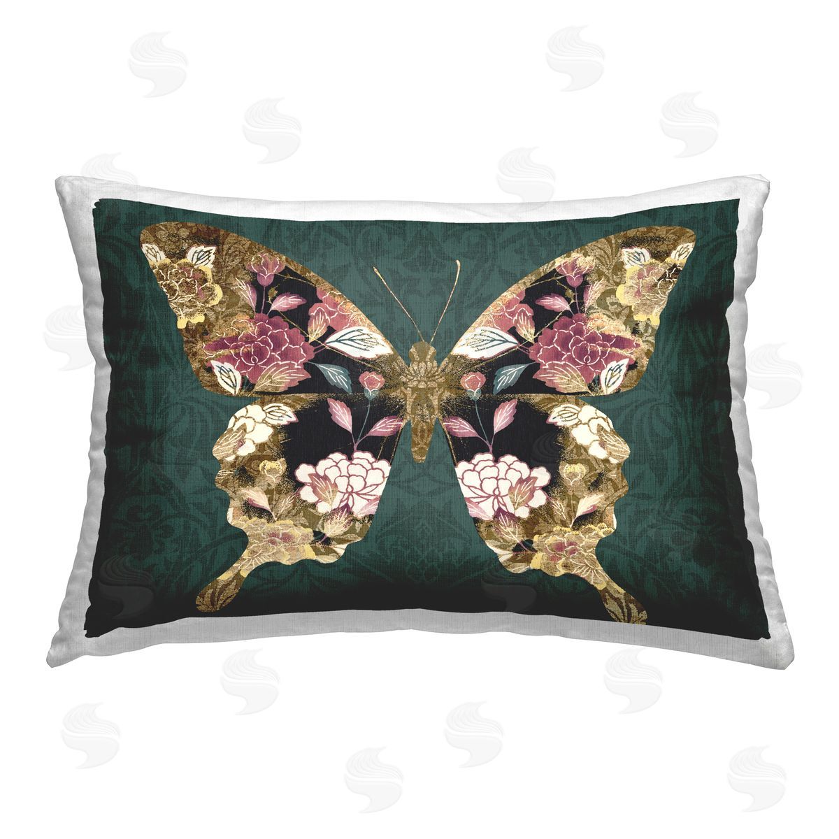 Victoria Barnes Rococo Butterfly Pattern Printed Plush Polyester Throw Pillow