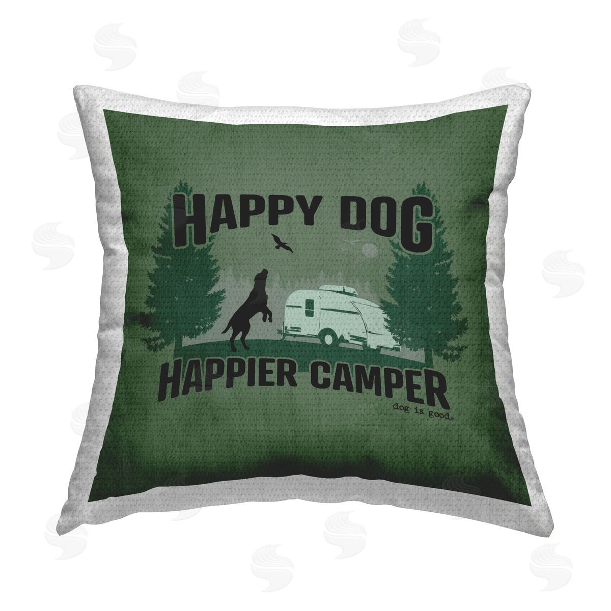 Dog Is Good Happier Camper with Dog Outdoor Quick-Dry Polyester Printed Throw Pillow