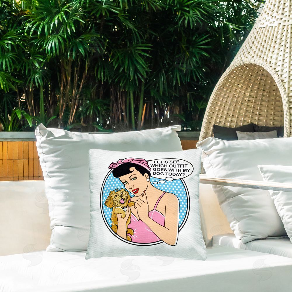 Dog Is Good Which Outfit with Dog Outdoor Quick-Dry Polyester Printed Throw Pillow in Back Yard