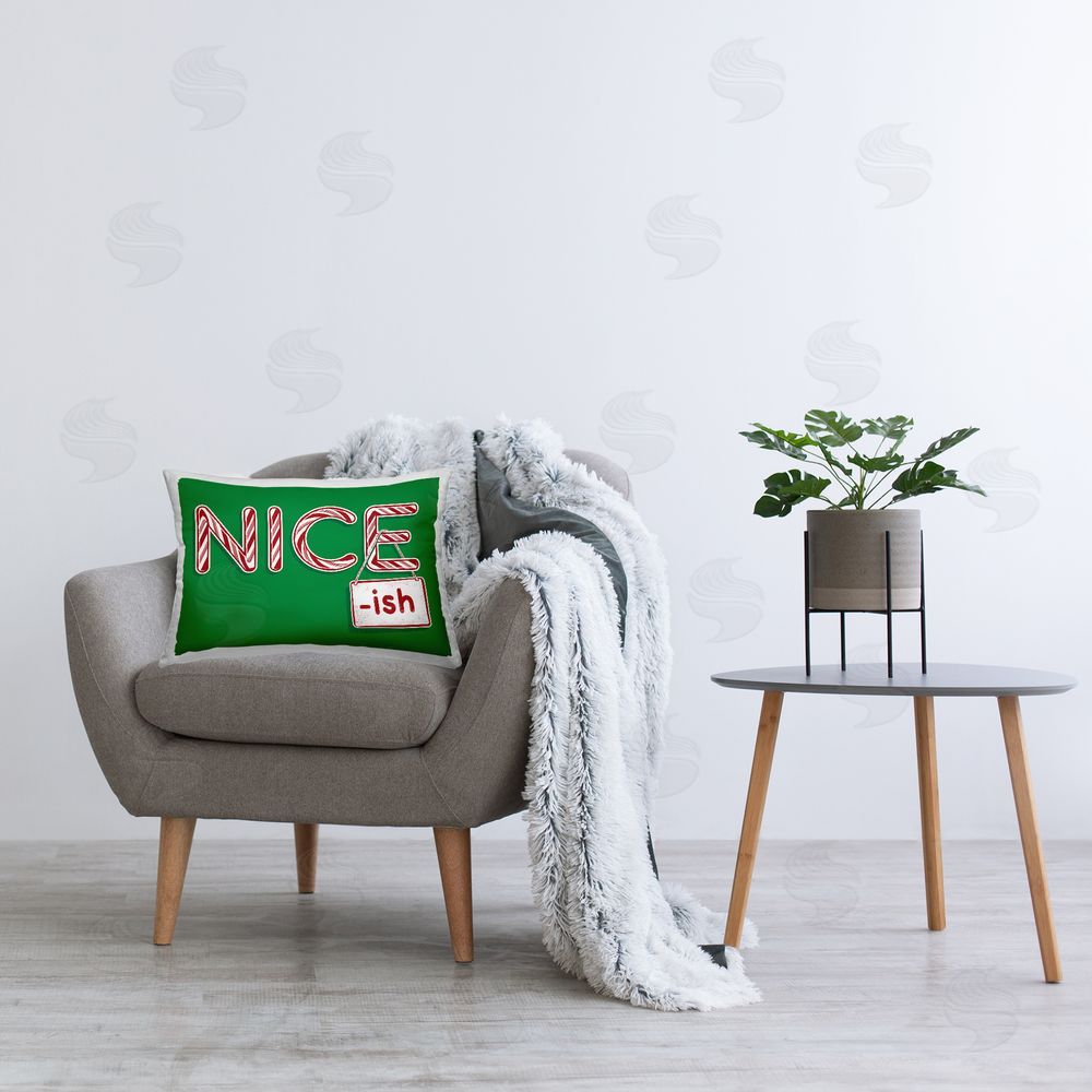 Jedco Brands Inc. Nice-Ish Holiday Humor Printed Plush Polyester Throw Pillow On Chair