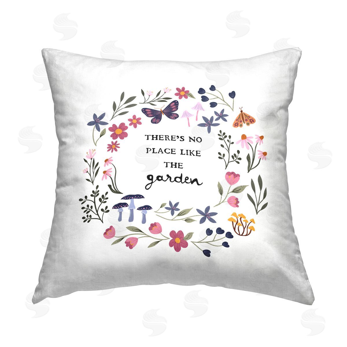 JJ Design House LLC No Place Like Garden Wreath Printed Plush Polyester Throw Pillow