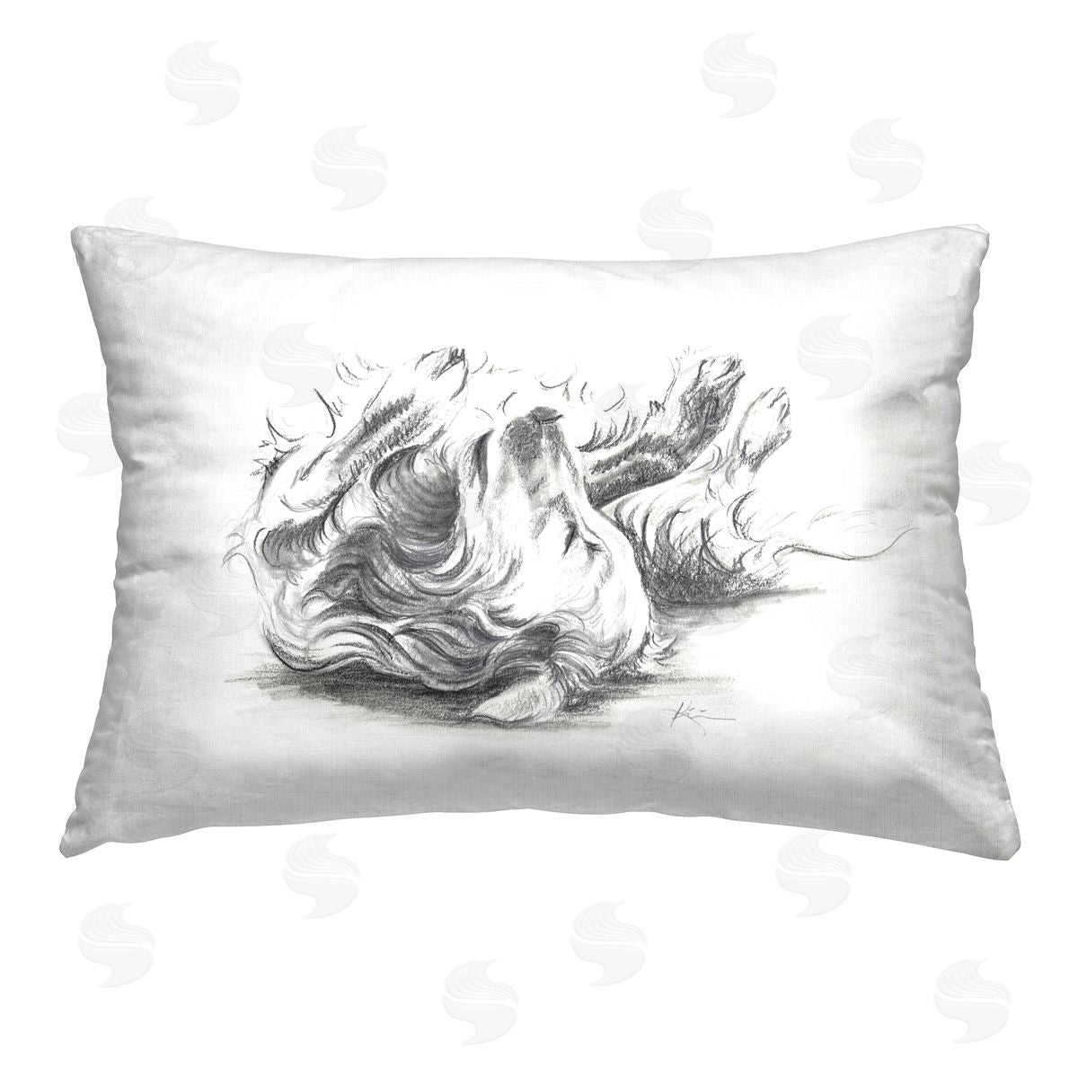 Lindsay Kivi Fine Art Naptime Dog Drawing Printed Plush Polyester Throw Pillow