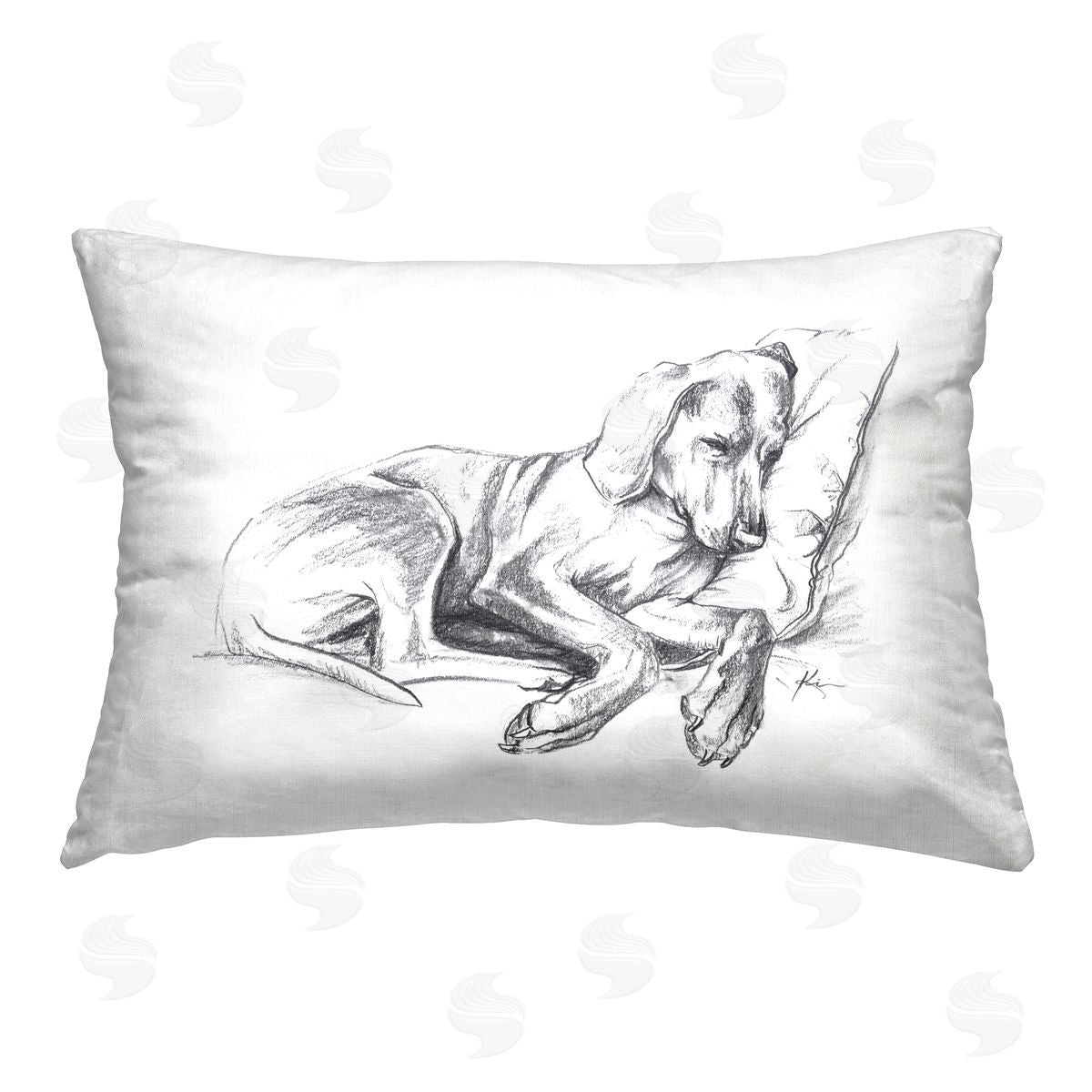 Lindsay Kivi Fine Art Napping Dog Drawing Printed Plush Polyester Throw Pillow