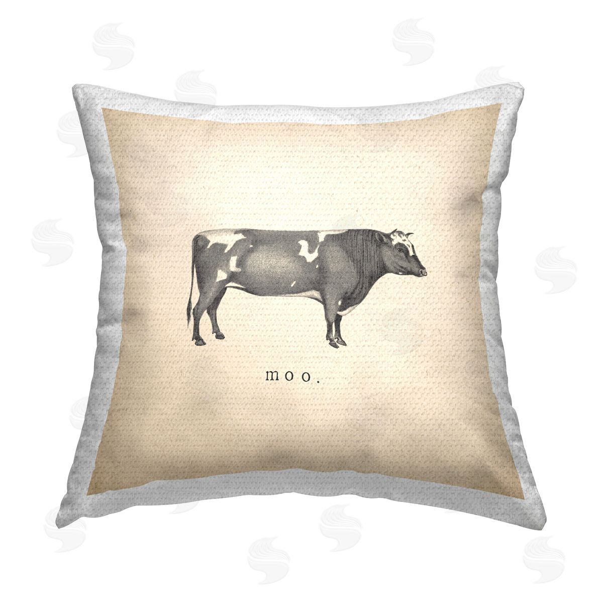 Wild Apple Portfolio Moo Farm Cow Sounds Outdoor Quick-Dry Polyester Printed Throw Pillow
