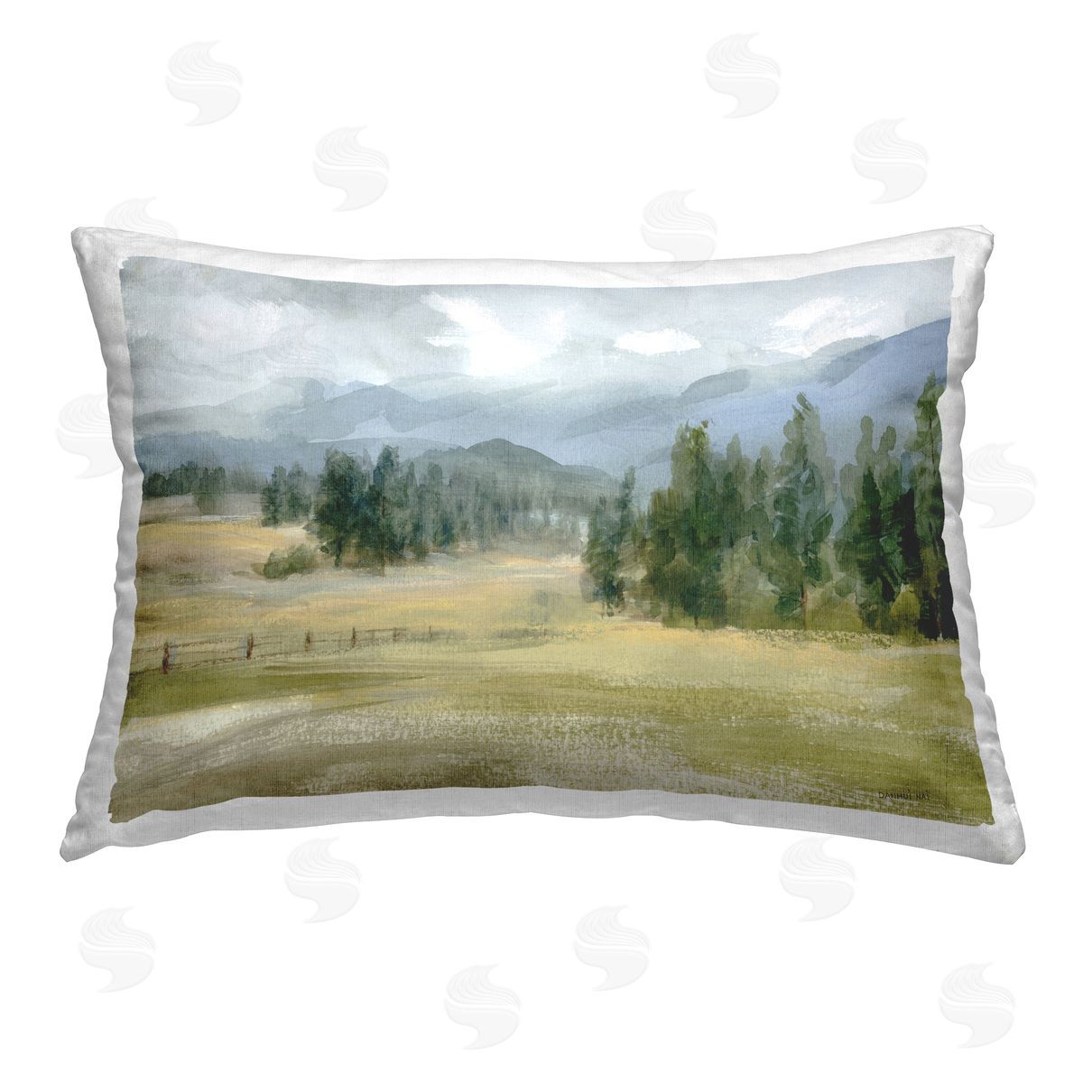 Danhui Nai Vast Valley Retreat Landscape Printed Plush Polyester Throw Pillow