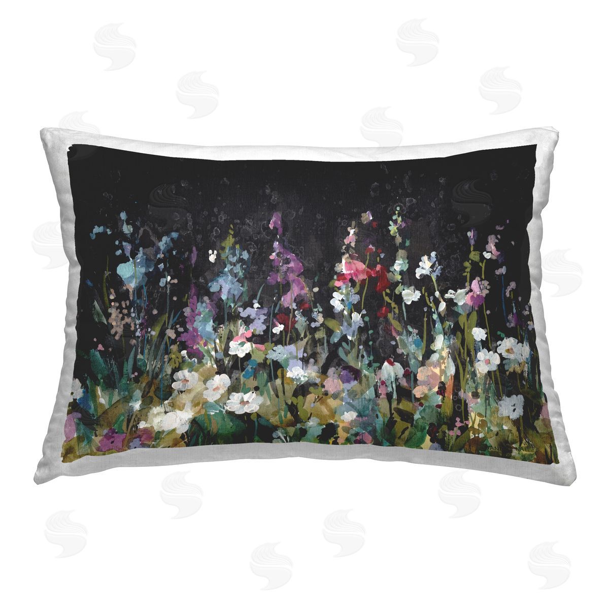 Danhui Nai Dark Garden Meadow Printed Plush Polyester Throw Pillow