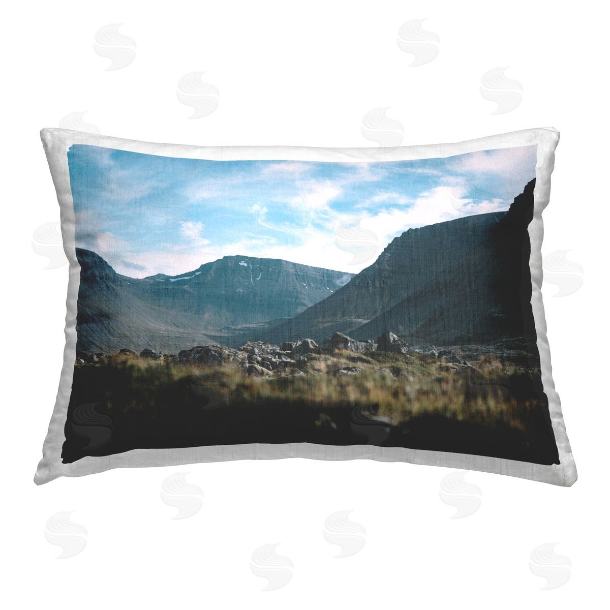 Max Blakesberg Studios Iceland Hike Landscape Printed Plush Polyester Throw Pillow