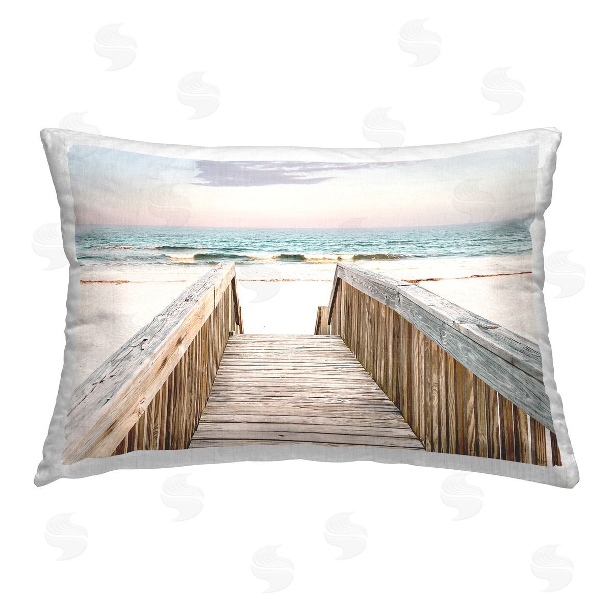 Nan Steps to Beach Shore Printed Plush Polyester Throw Pillow