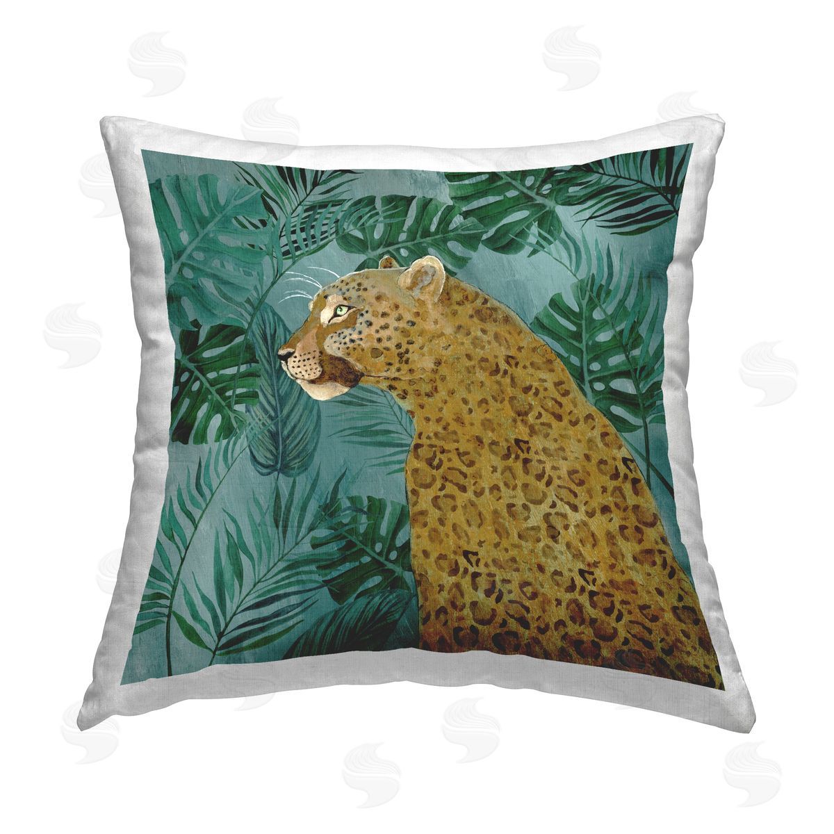 Janet Tava Monstera & Palms Cheetah Printed Plush Polyester Throw Pillow