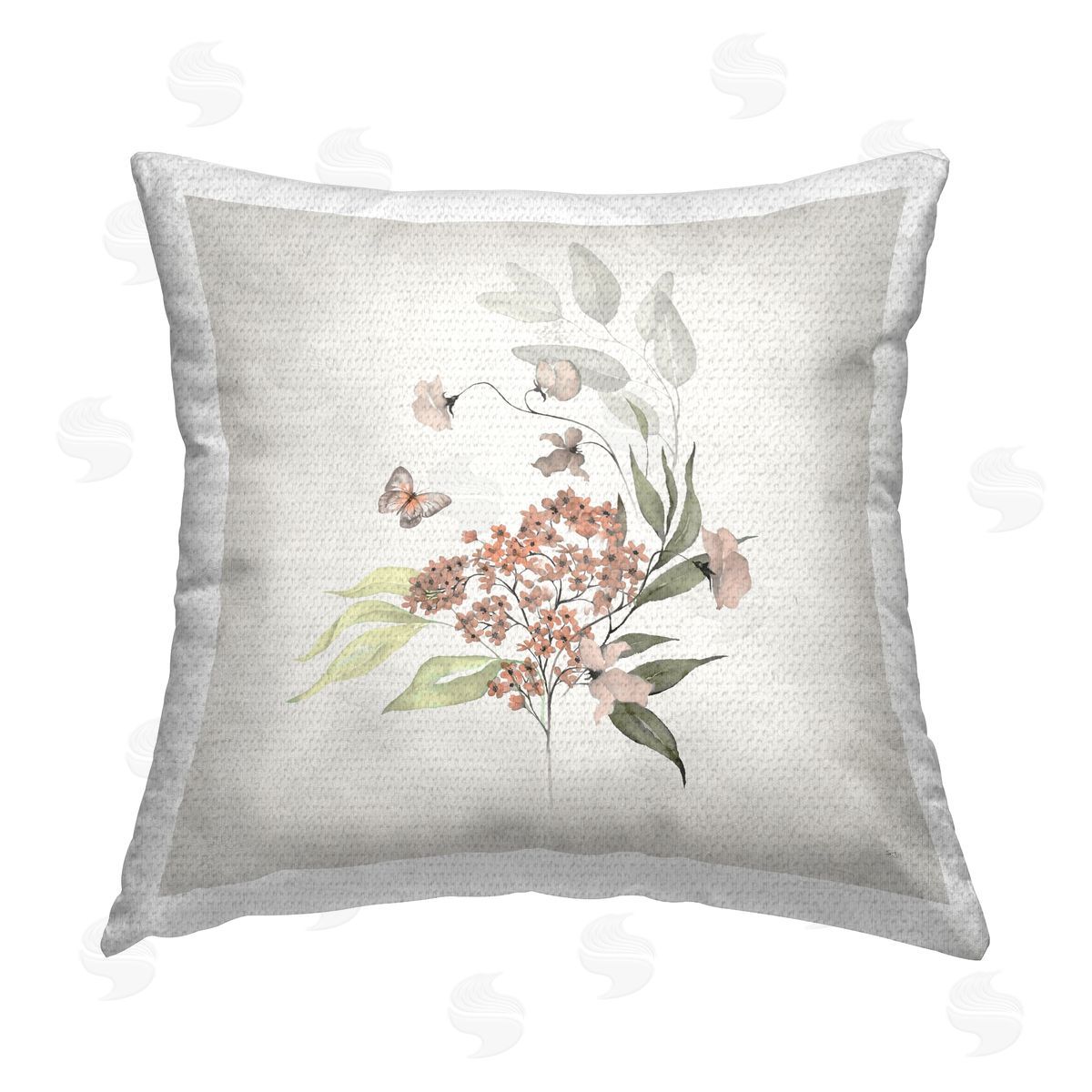 Susan Jill Orchid Florals & Butterfly Outdoor Quick-Dry Polyester Printed Throw Pillow