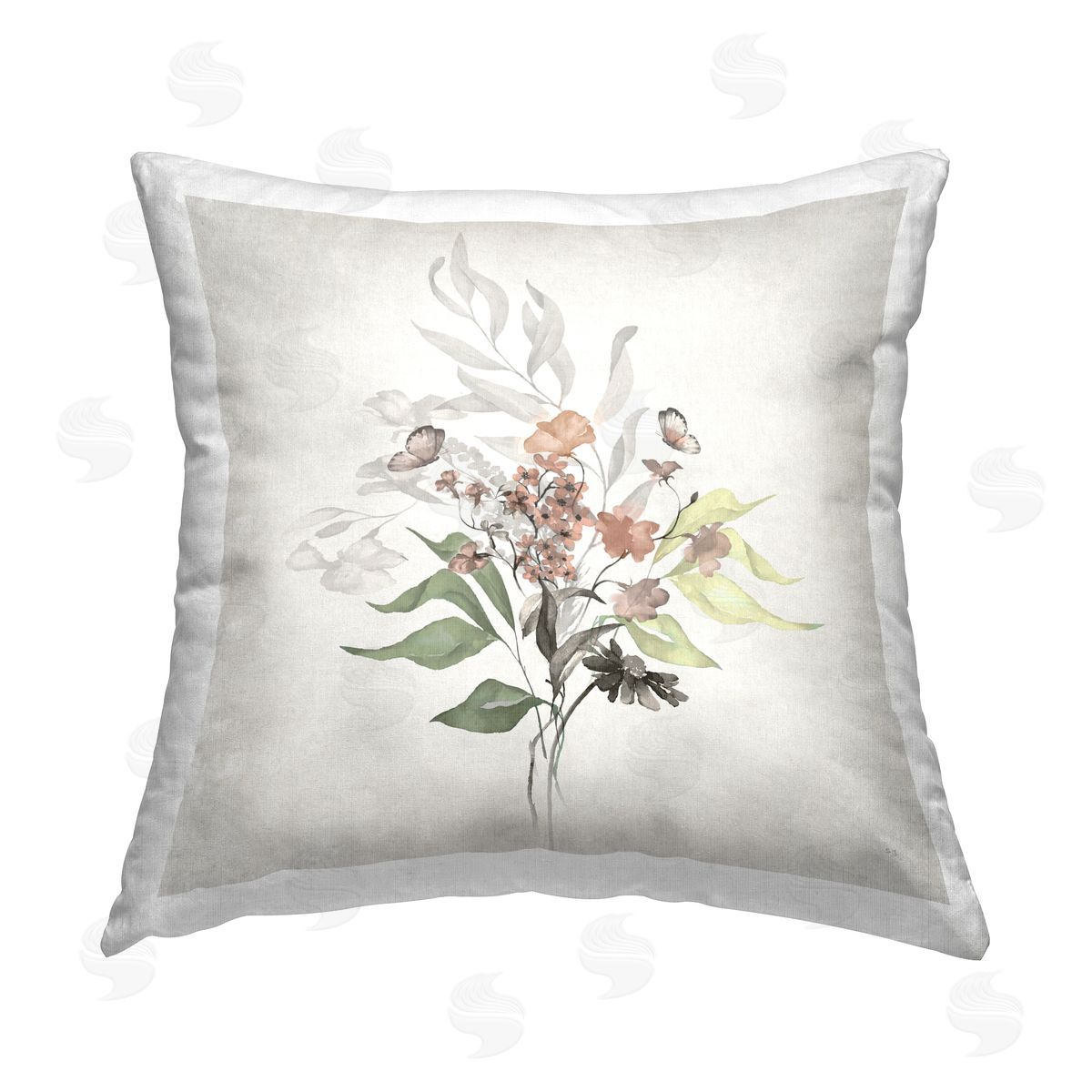Susan Jill Soft Florals & Butterfly Printed Plush Polyester Throw Pillow