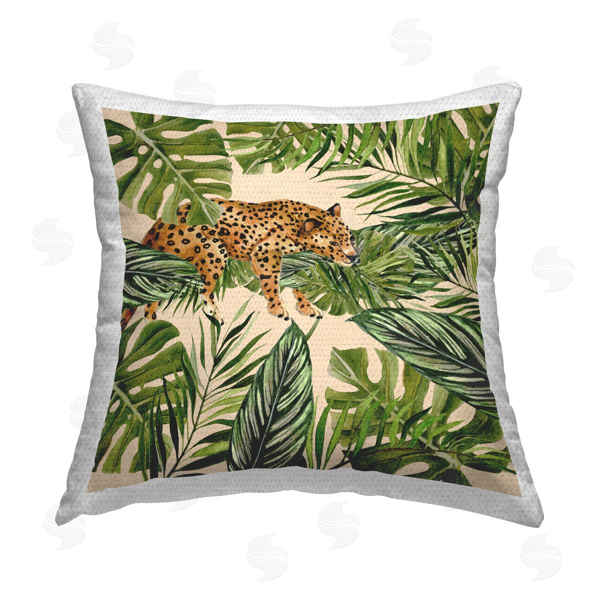 Janet Tava Resting Leopard on Branch Outdoor Quick-Dry Polyester Printed Throw Pillow