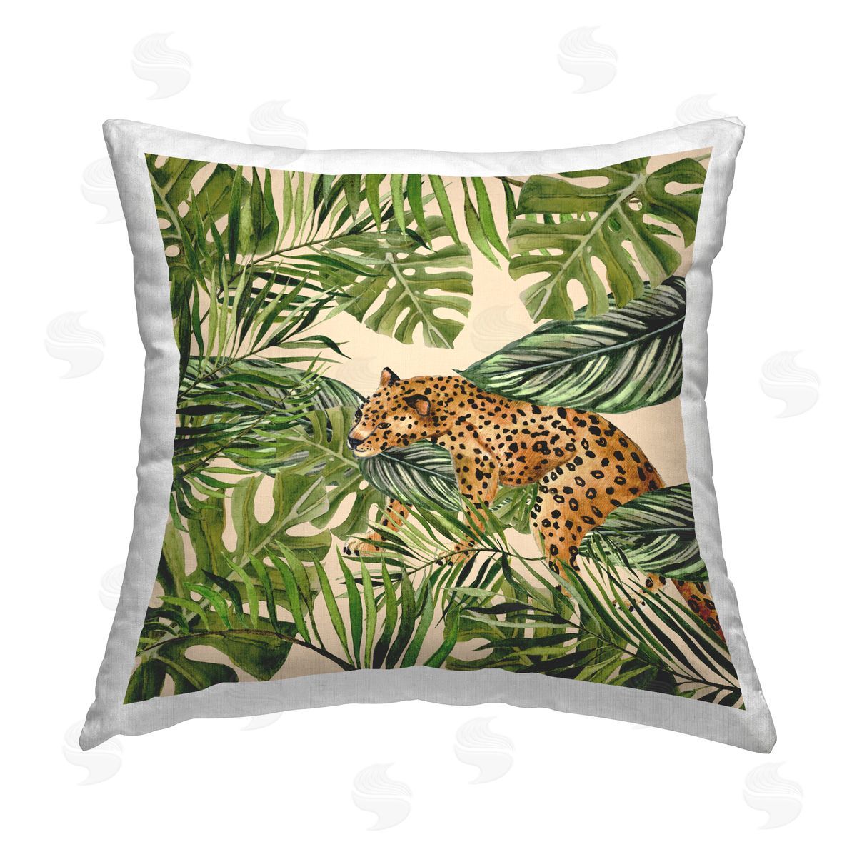 Janet Tava Botanical Leopard on Branch Printed Plush Polyester Throw Pillow