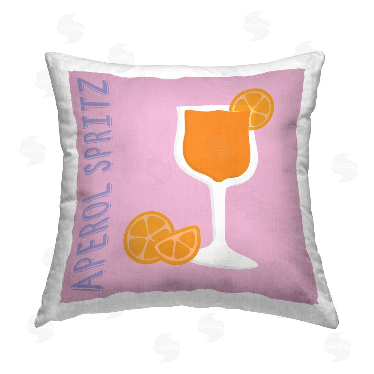 Natalie Carpentieri Aperol Spritz Cocktail Printed Plush Polyester Throw Pillow