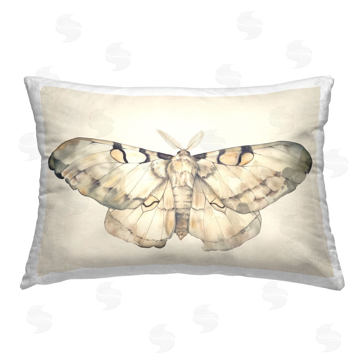 Petal Prints Design Dusty Beige Moth Printed Plush Polyester Throw Pillow