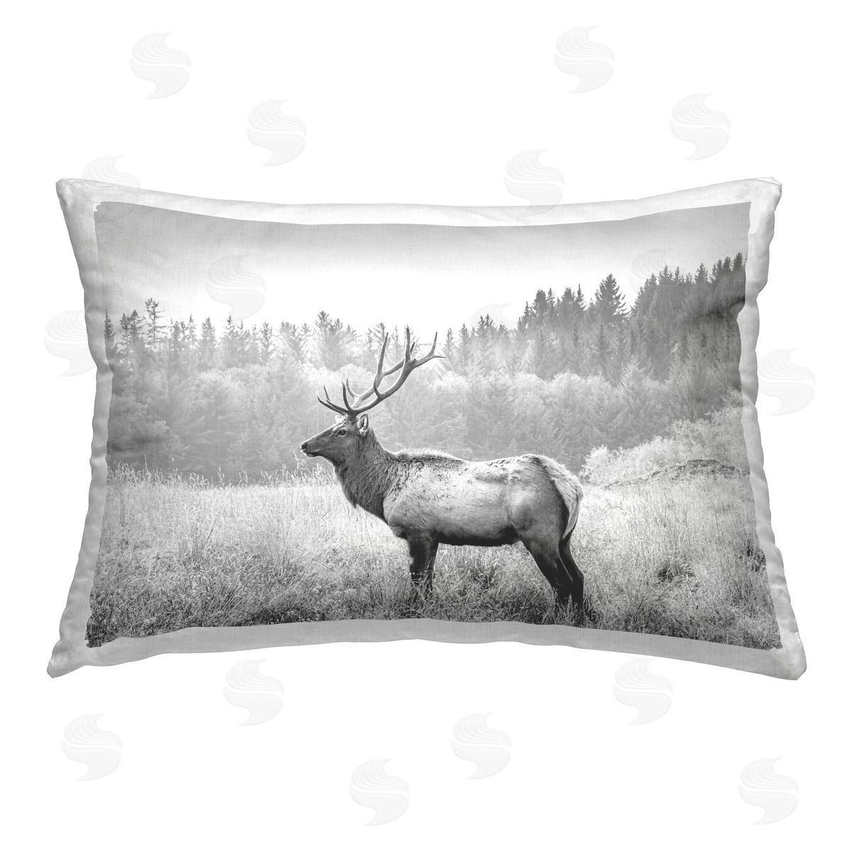 Sisi and Seb Stoic American Elk Printed Plush Polyester Throw Pillow