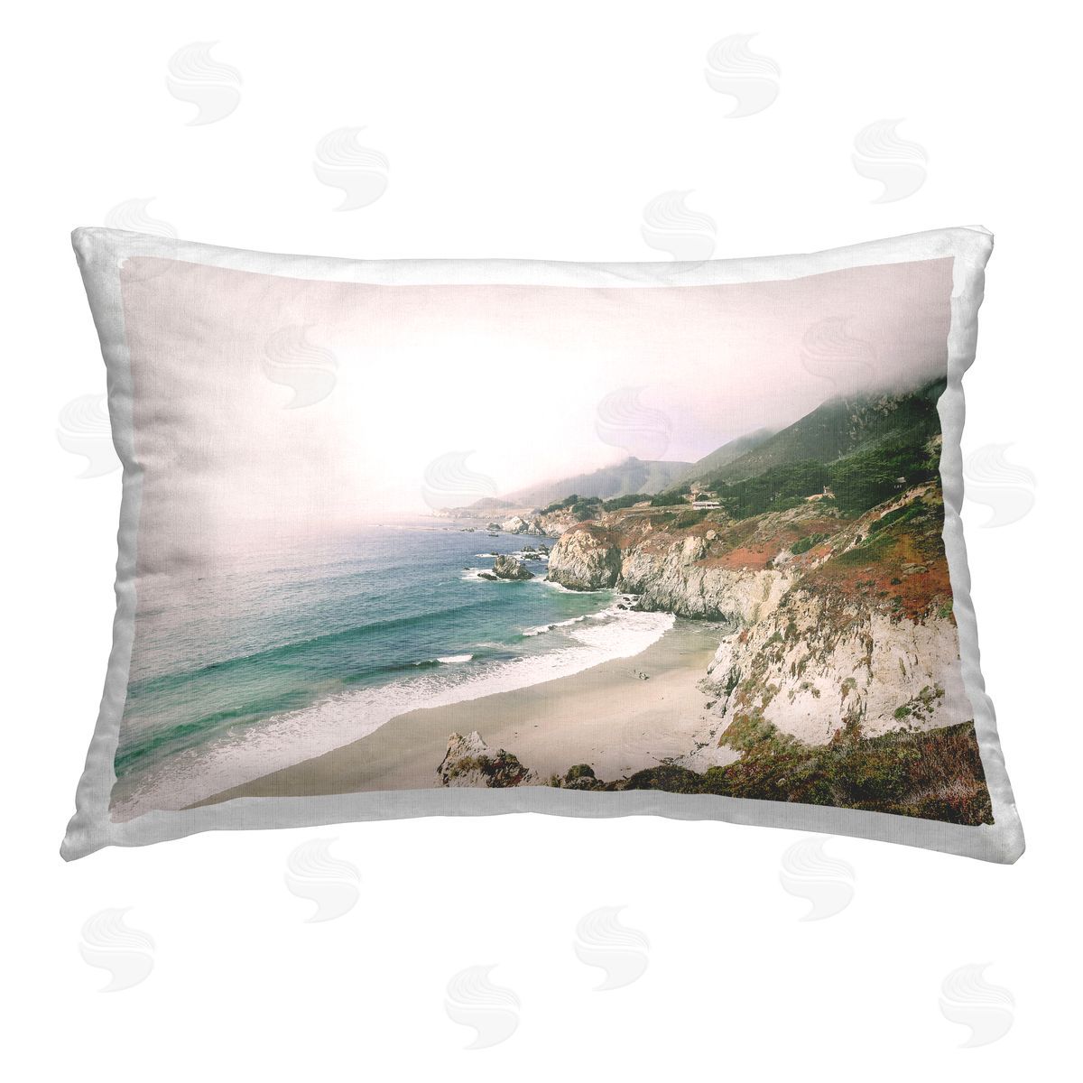 Sisi and Seb Big Sur Coast View Printed Plush Polyester Throw Pillow