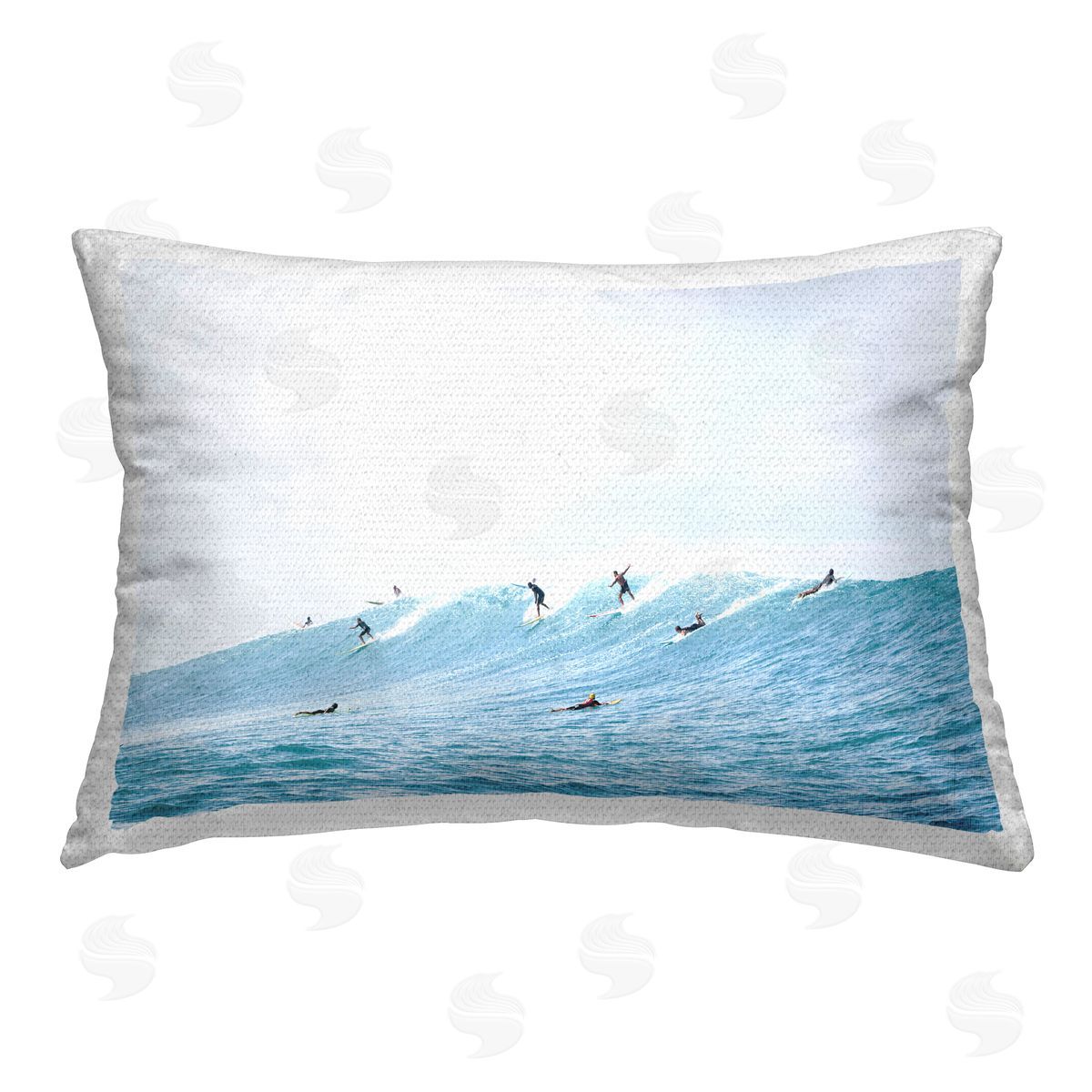 Sisi and Seb Blue Wave Surfers Outdoor Quick-Dry Polyester Printed Throw Pillow