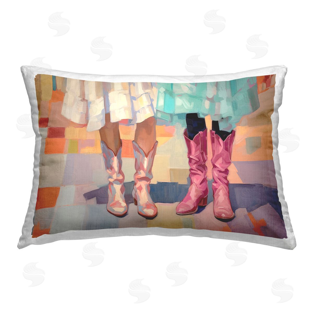 Sisi and Seb Girls in Cowboy Boots Printed Plush Polyester Throw Pillow