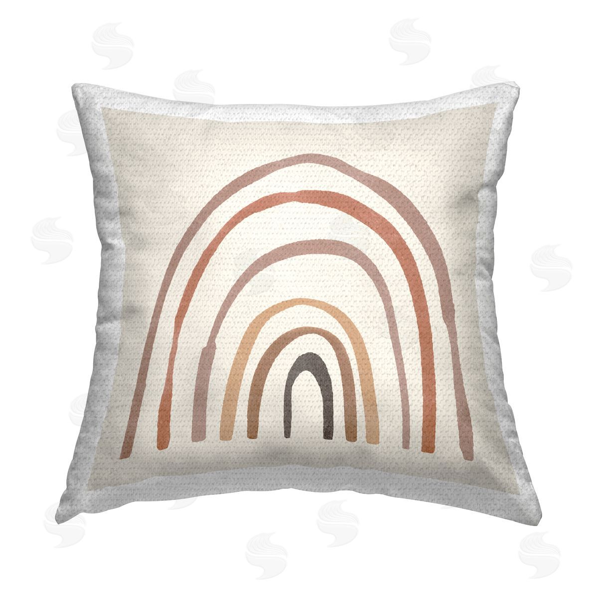 Sisi and Seb Quirky Neutral Rainbow Outdoor Quick-Dry Polyester Printed Throw Pillow