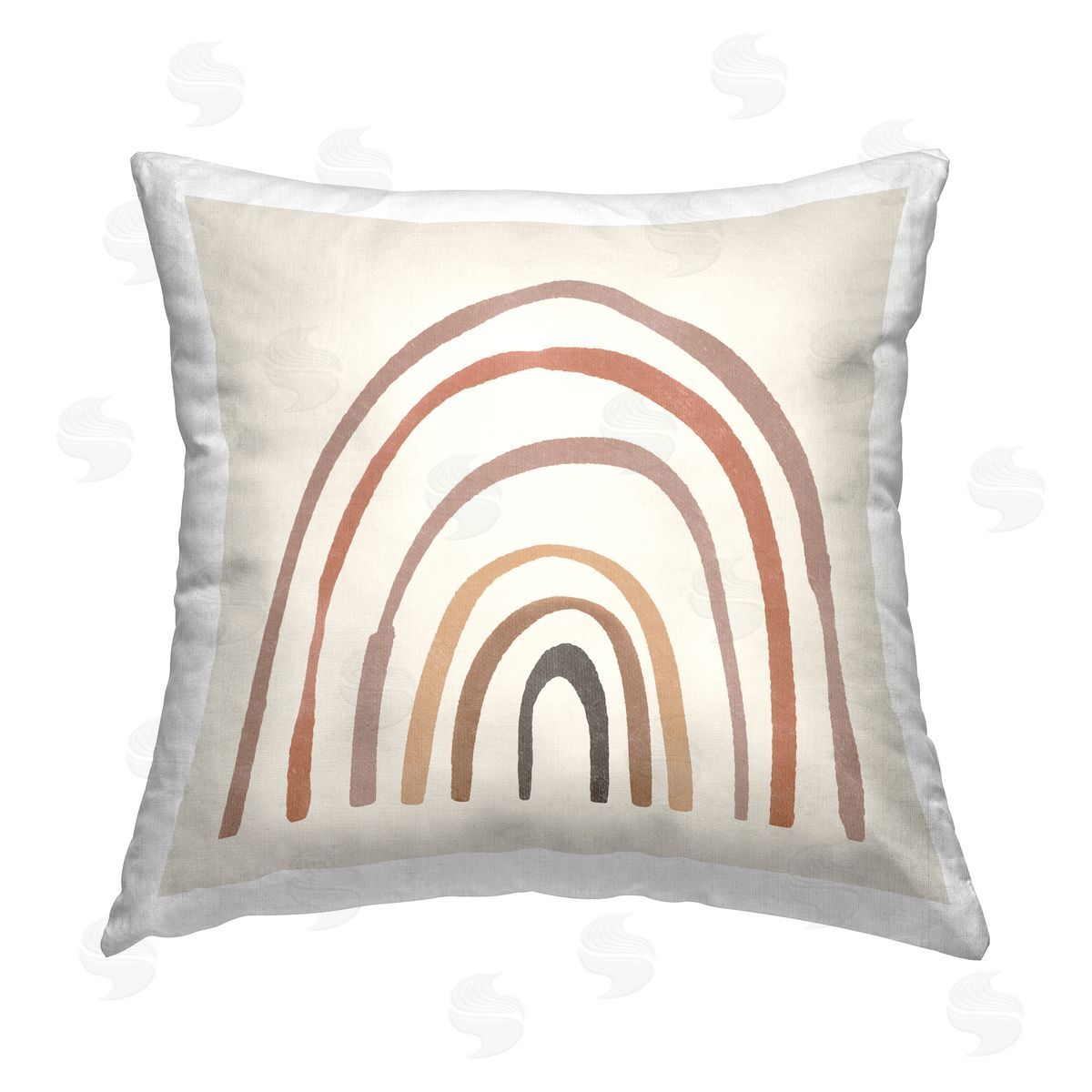 Sisi and Seb Quirky Neutral Rainbow Printed Plush Polyester Throw Pillow