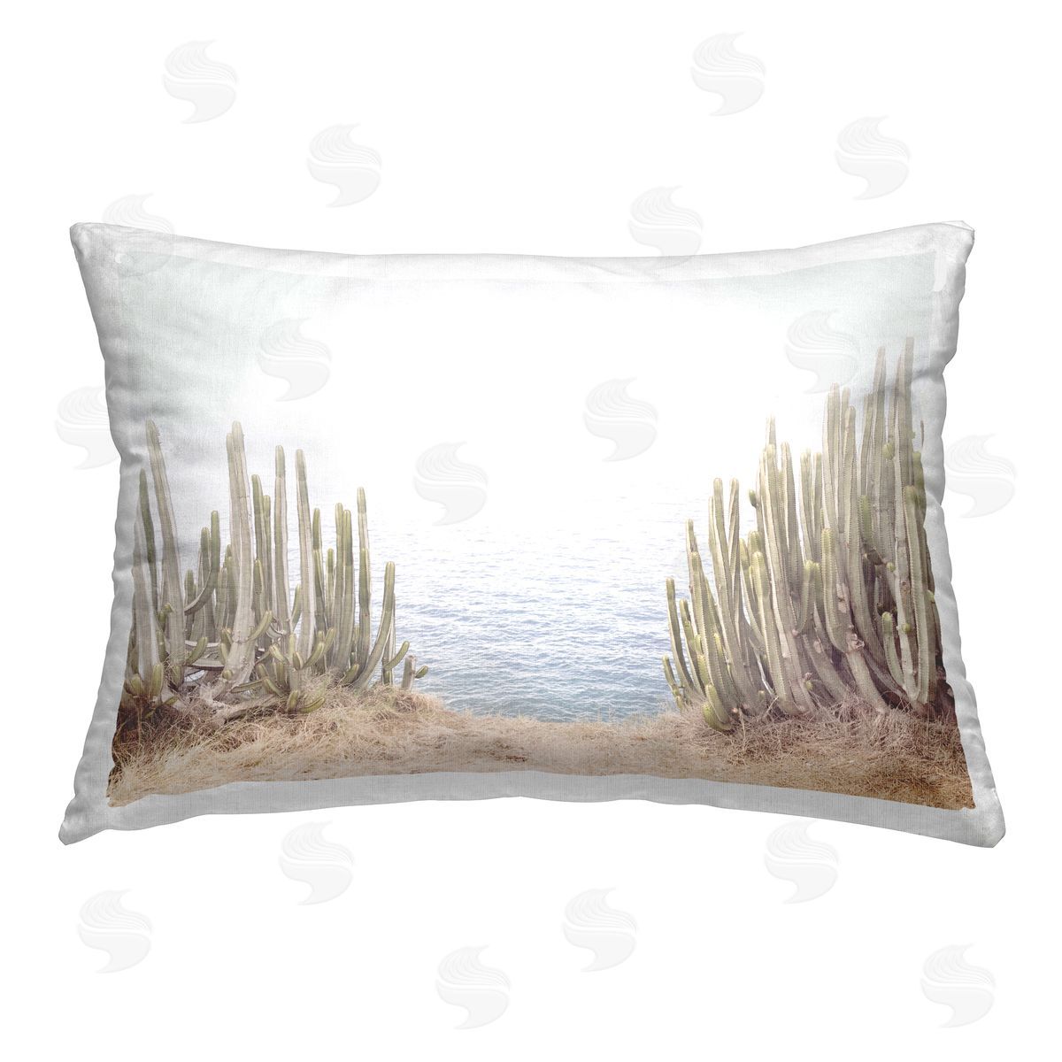 Sisi and Seb Seaside Cacti Plants Printed Plush Polyester Throw Pillow