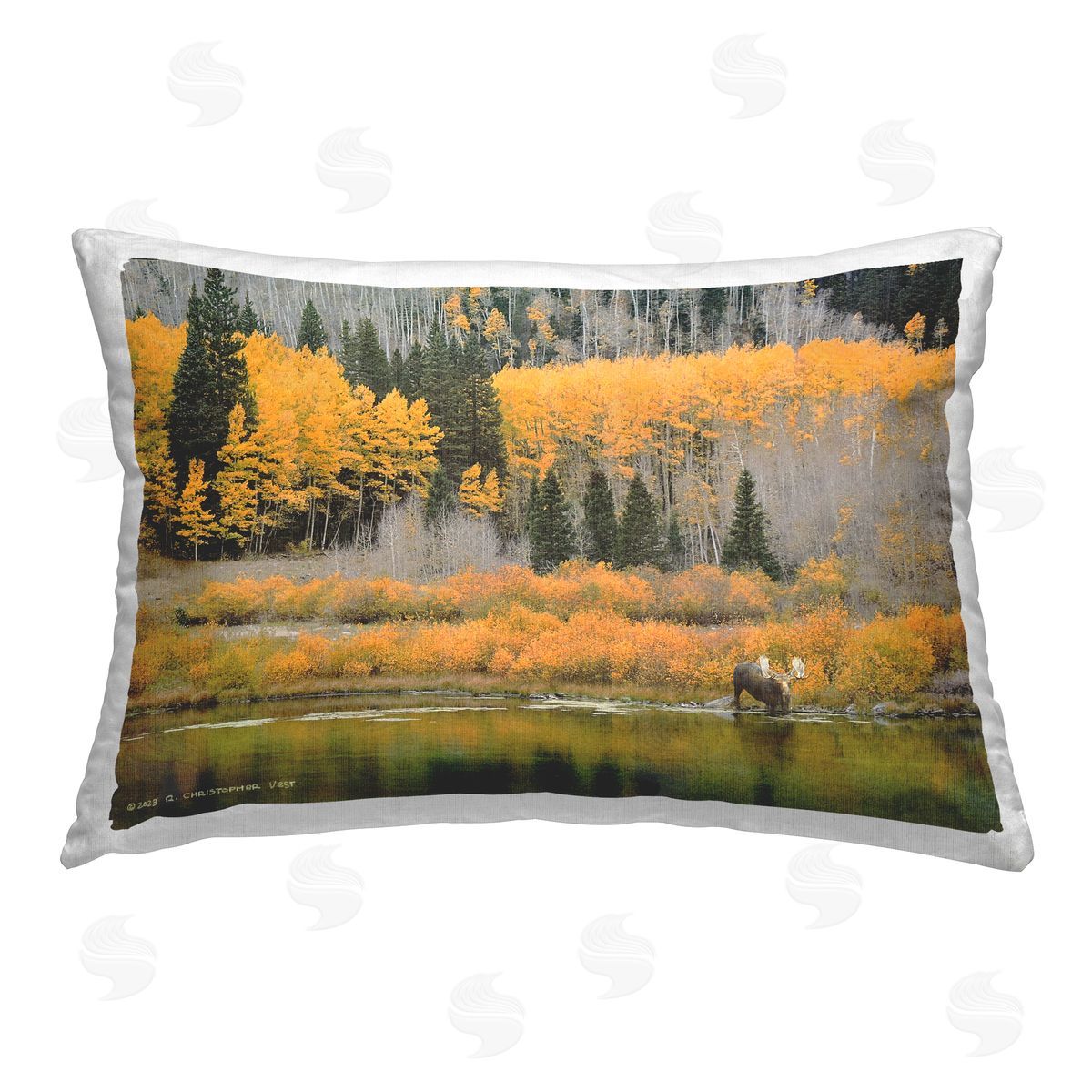Chris Vest Moose at Priest Lake Printed Plush Polyester Throw Pillow