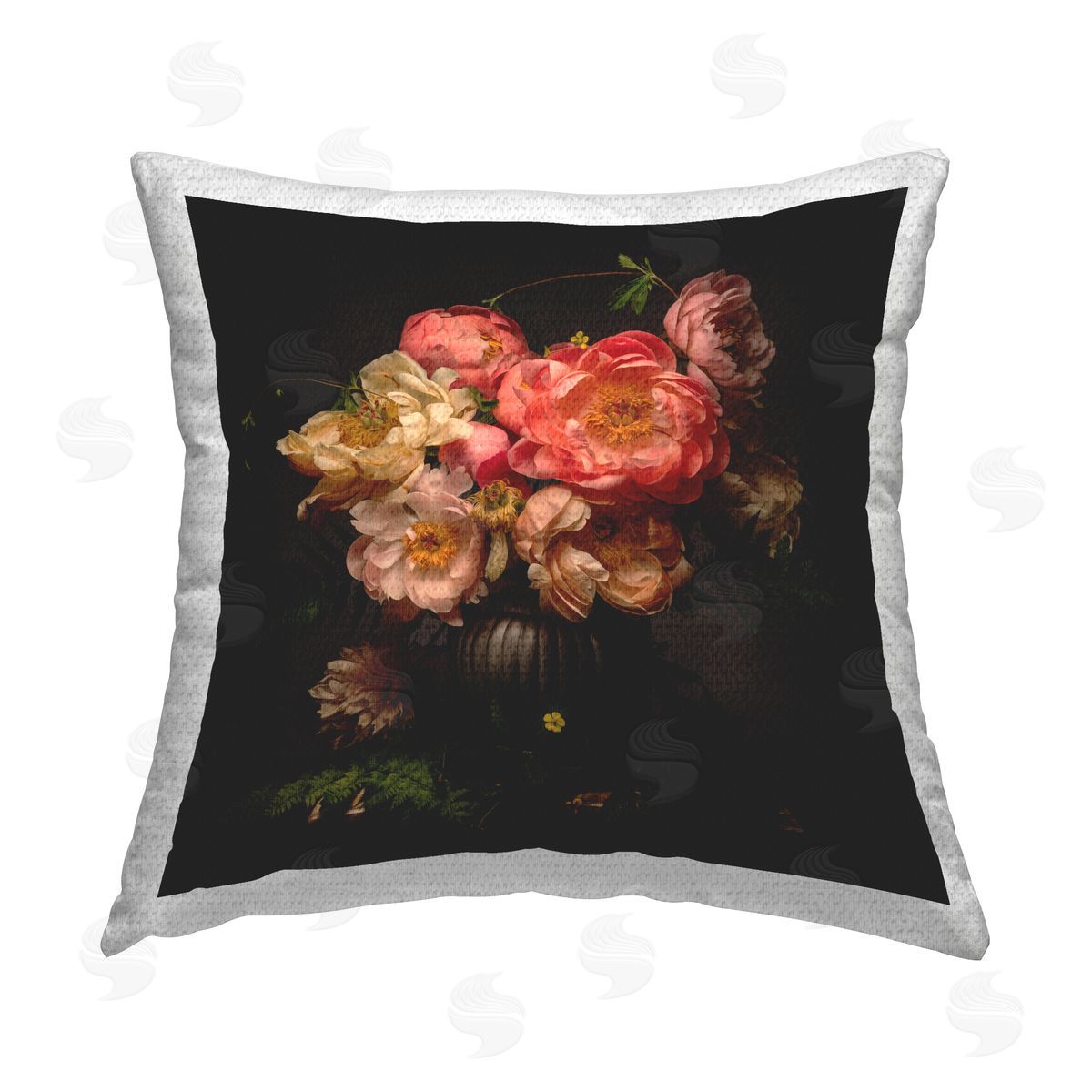Leah McLean Peonies & Ferns Bouquet Outdoor Quick-Dry Polyester Printed Throw Pillow