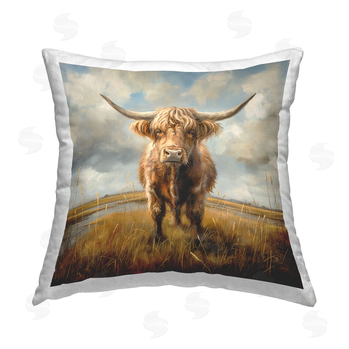 Steve Hunziker Cattle on Scenic Farm Printed Plush Polyester Throw Pillow