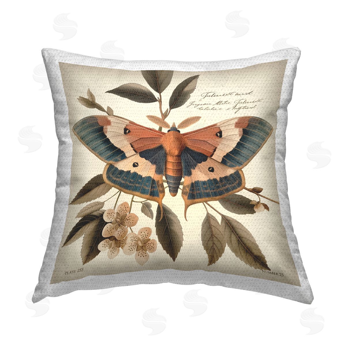 Steve Hunziker Enchanting Moth & Plant Outdoor Quick-Dry Polyester Printed Throw Pillow