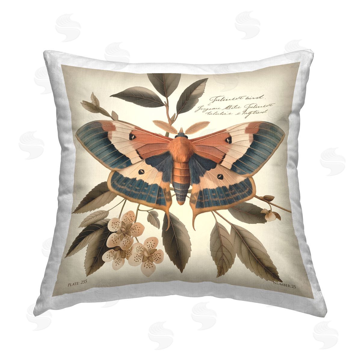Steve Hunziker Enchanting Moth & Plant Printed Plush Polyester Throw Pillow