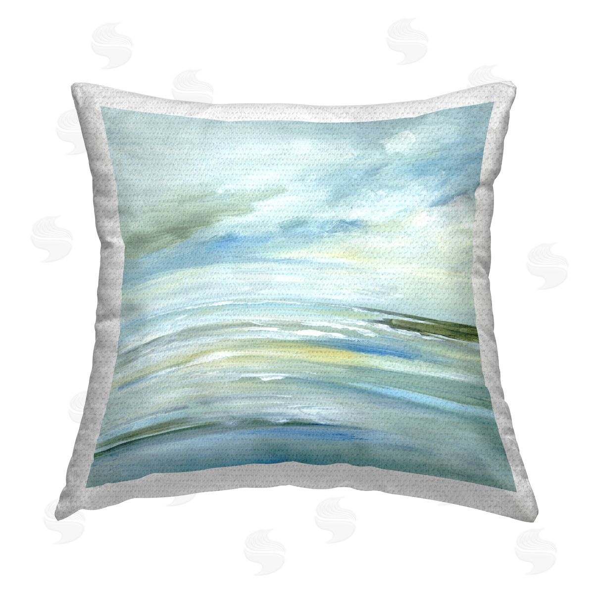 Lera Cloudy Blue Beach Impression Outdoor Quick-Dry Polyester Printed Throw Pillow