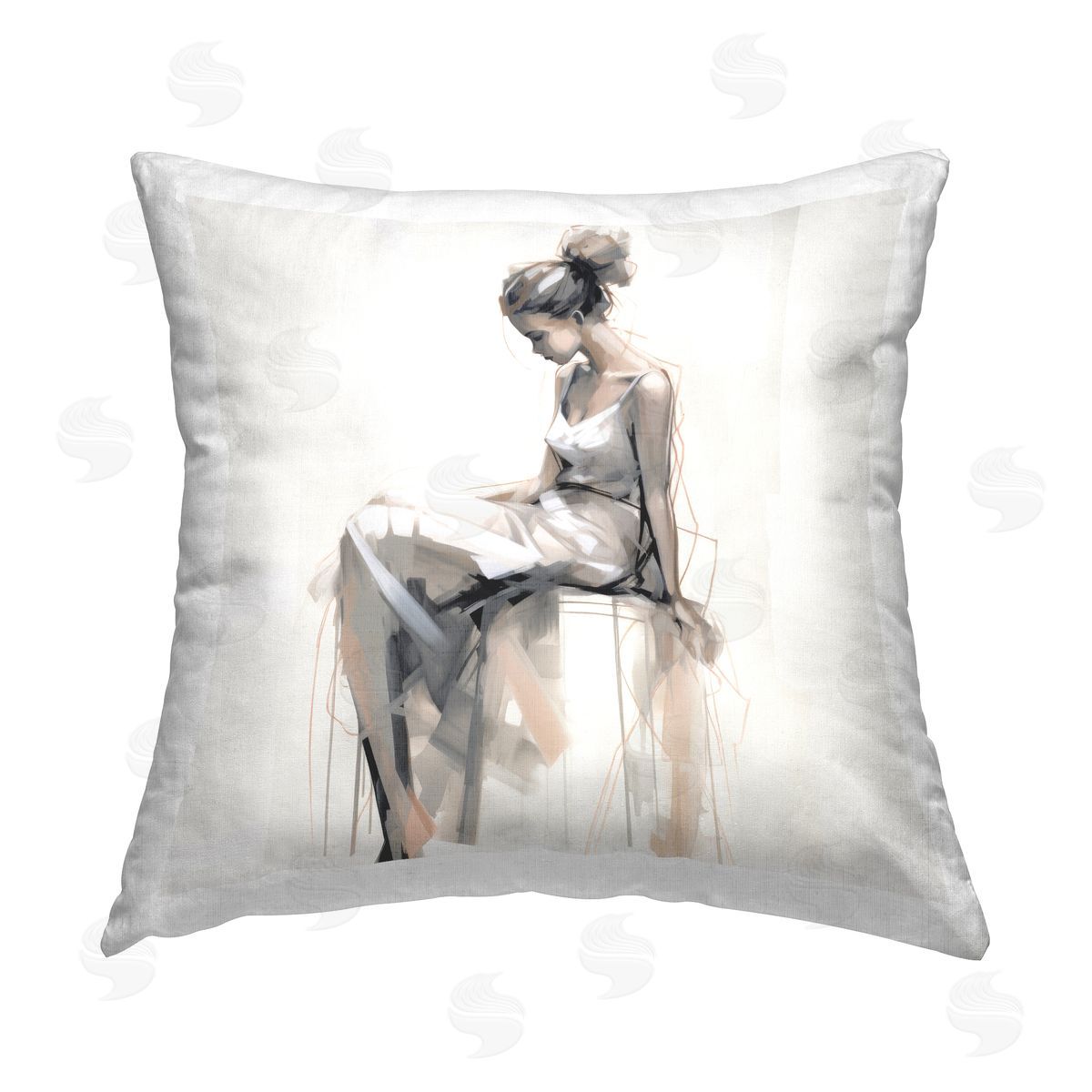 Irena Orlov Female Portrait Impression Printed Plush Polyester Throw Pillow