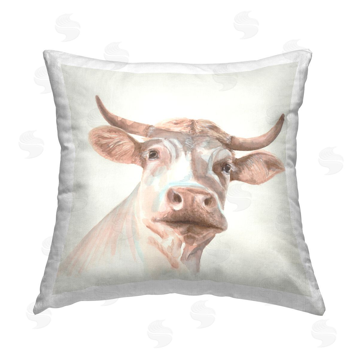 Errico & Slyp Cream Beige Cow Printed Plush Polyester Throw Pillow