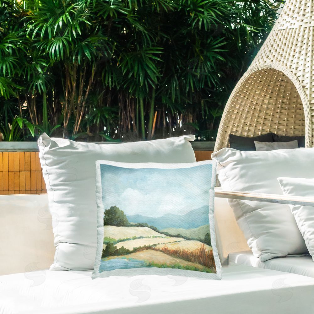 Jacob Q Scenic Rural Hills Outdoor Quick-Dry Polyester Printed Throw Pillow in Back Yard