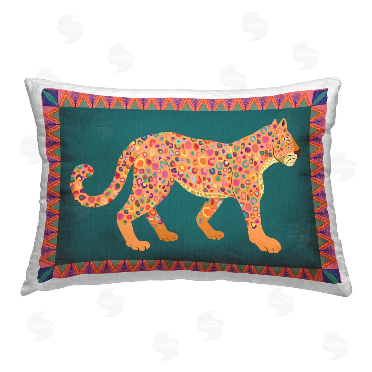Darlene Seale Bold Patterned Lion Printed Plush Polyester Throw Pillow