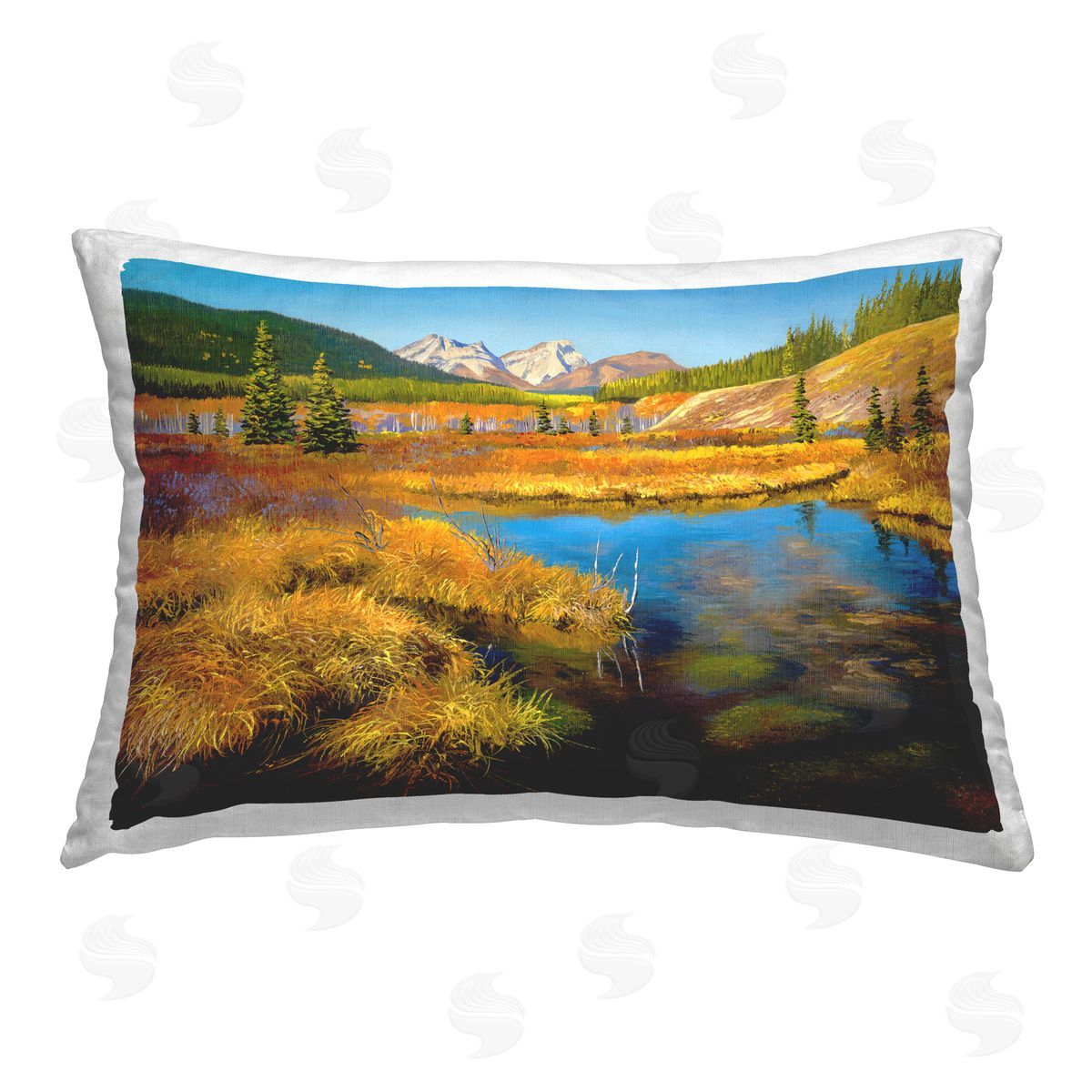 Andrew Kiss Autumn Marsh View Printed Plush Polyester Throw Pillow