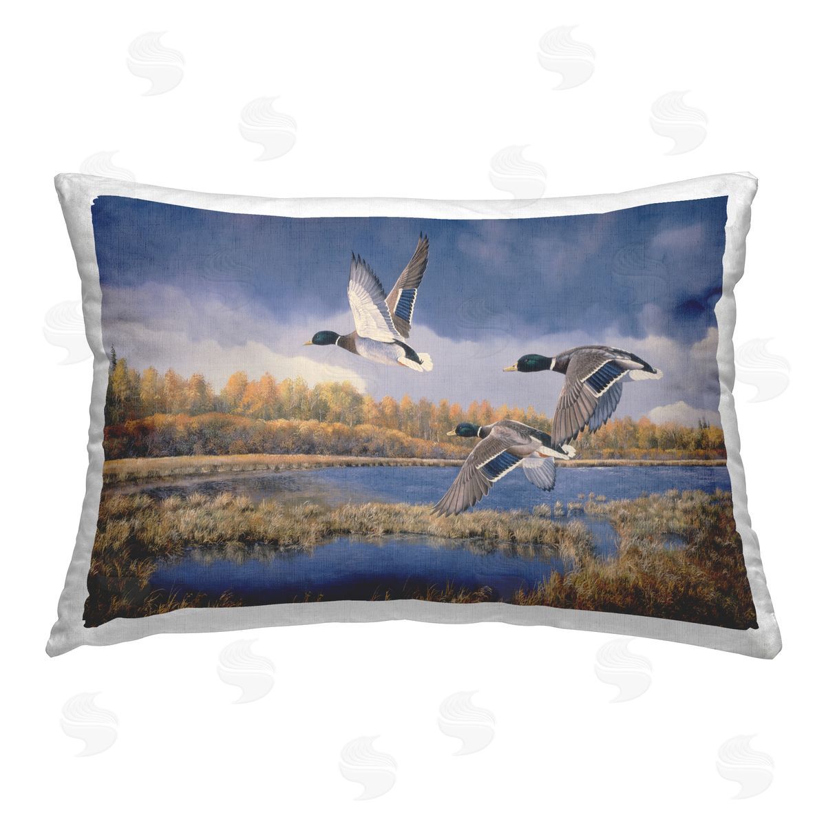 Andrew Kiss Ducks Heading South Printed Plush Polyester Throw Pillow