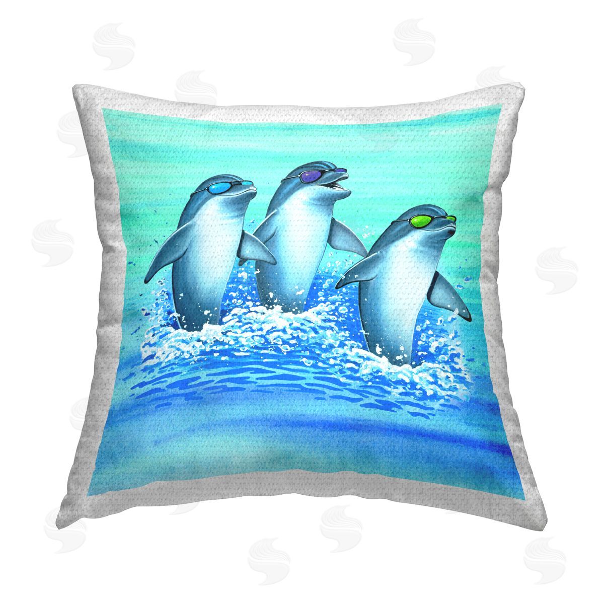 Art Brands Holdings LLC. Cool Dolphins Trio Outdoor Quick-Dry Polyester Printed Throw Pillow