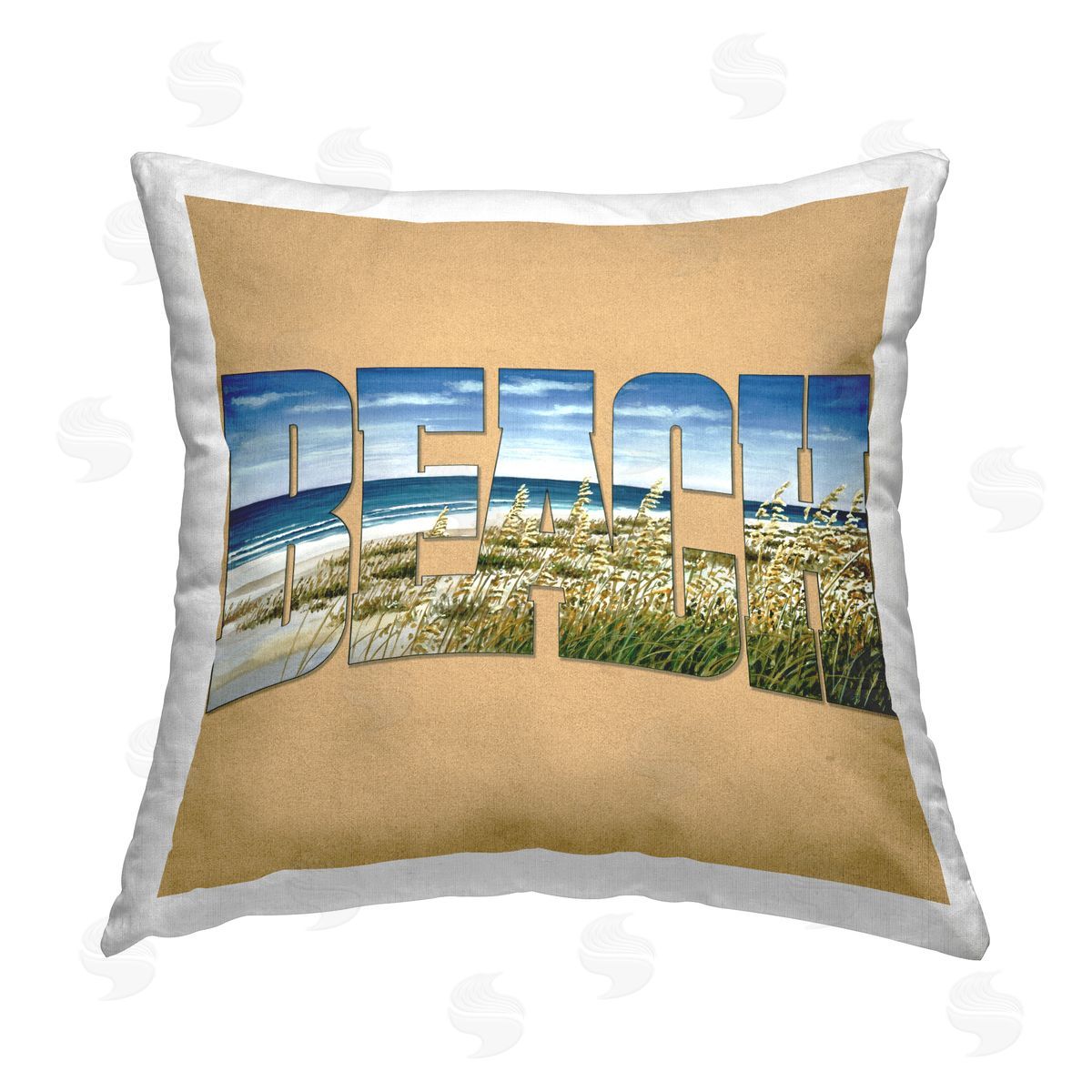 Art Brands Holdings LLC. Grassy Beach View Letters Printed Plush Polyester Throw Pillow