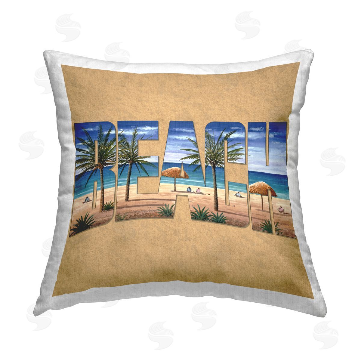 Art Brands Holdings LLC. Tropical Beach Typography Printed Plush Polyester Throw Pillow