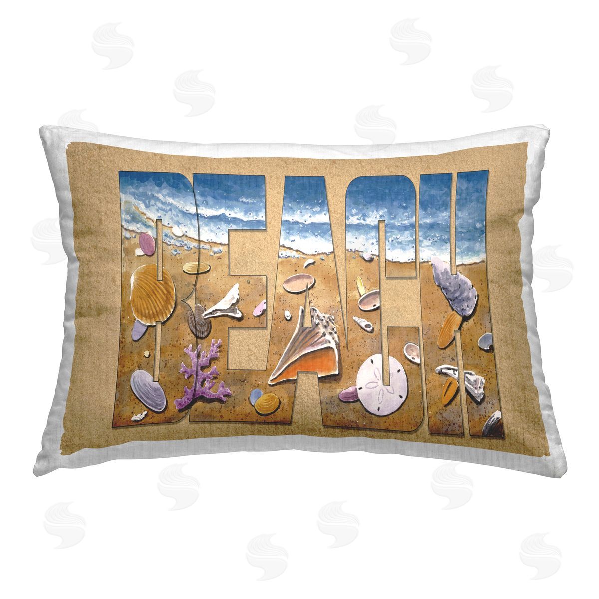 Art Brands Holdings LLC. Outlined Beach Letters Printed Plush Polyester Throw Pillow