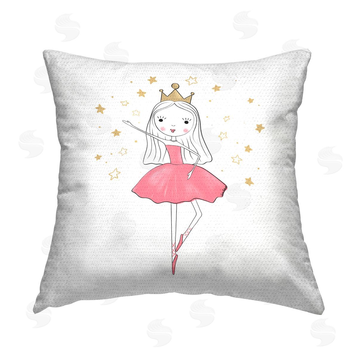 Amanda Hilburn Happy Ballerina Princess Outdoor Quick-Dry Polyester Printed Throw Pillow