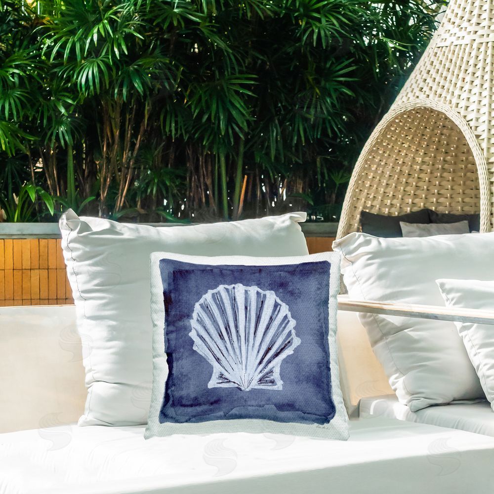 Patti Bishop Clam Shell Impression Outdoor Quick-Dry Polyester Printed Throw Pillow in Back Yard