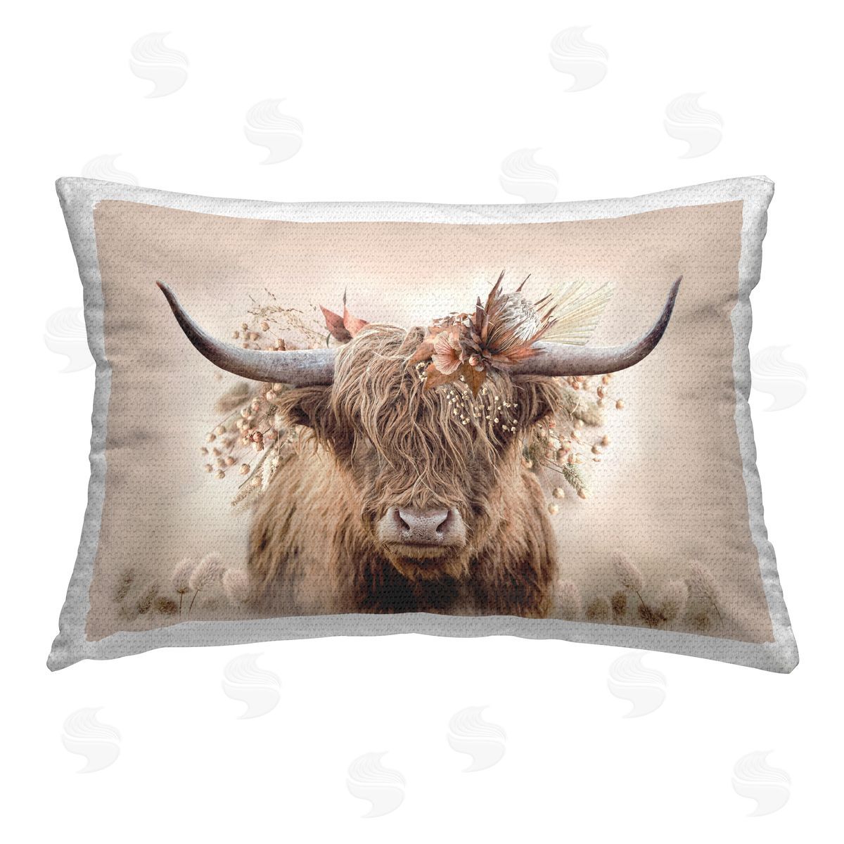 Peachy Pastel Cattle Outdoor Printed Pillow, Home Decor by Reinders