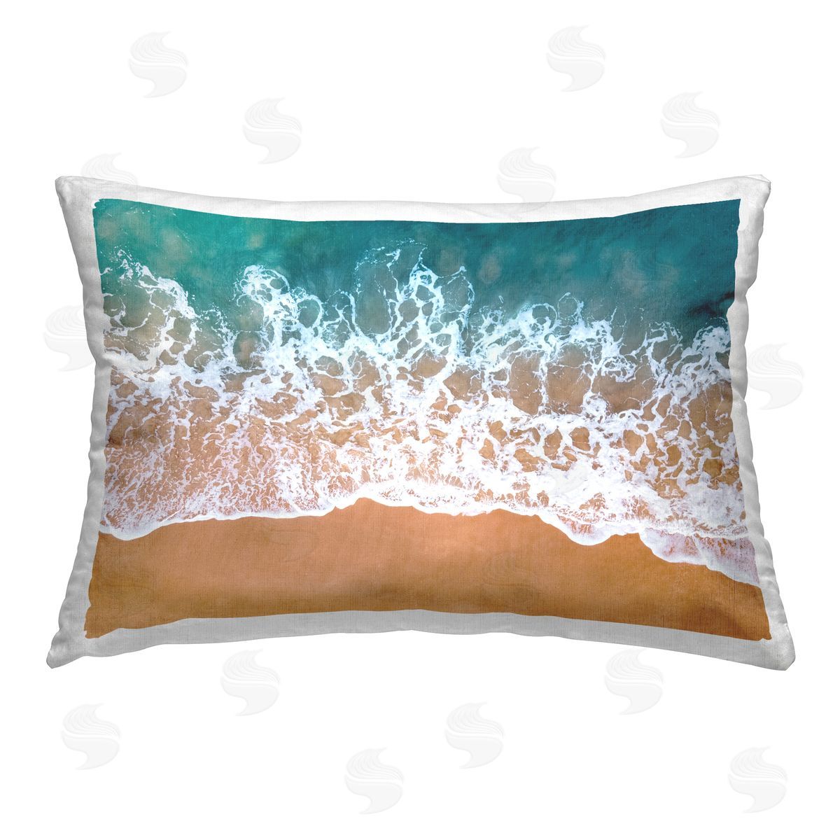 Nataly White Aerial Beach Foam Printed Plush Polyester Throw Pillow