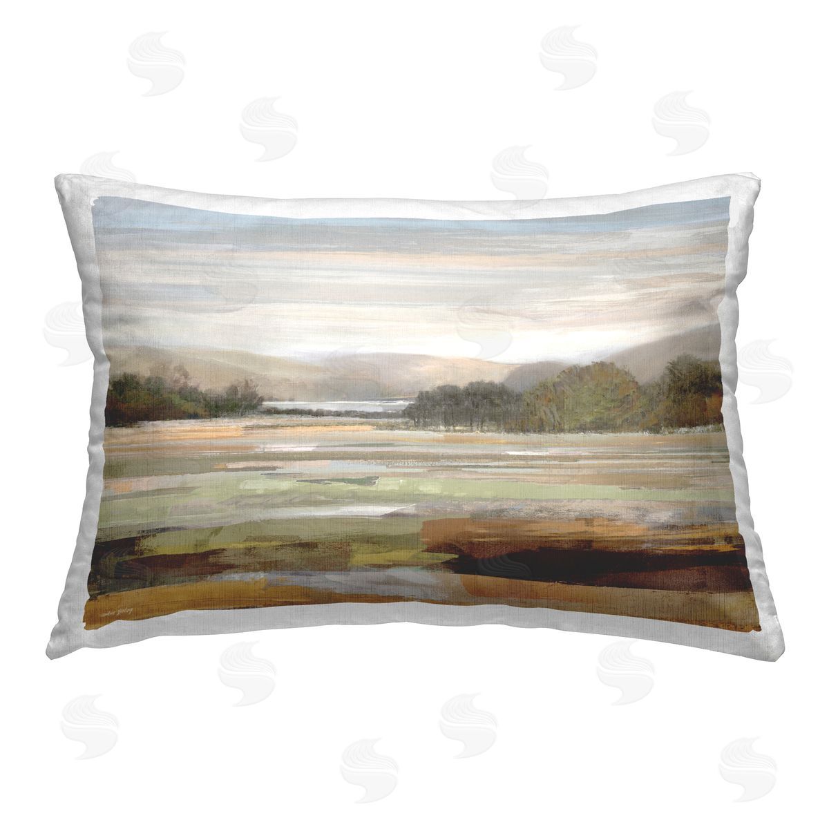 Amber Sterling Idyllic Countryside View Printed Plush Polyester Throw Pillow