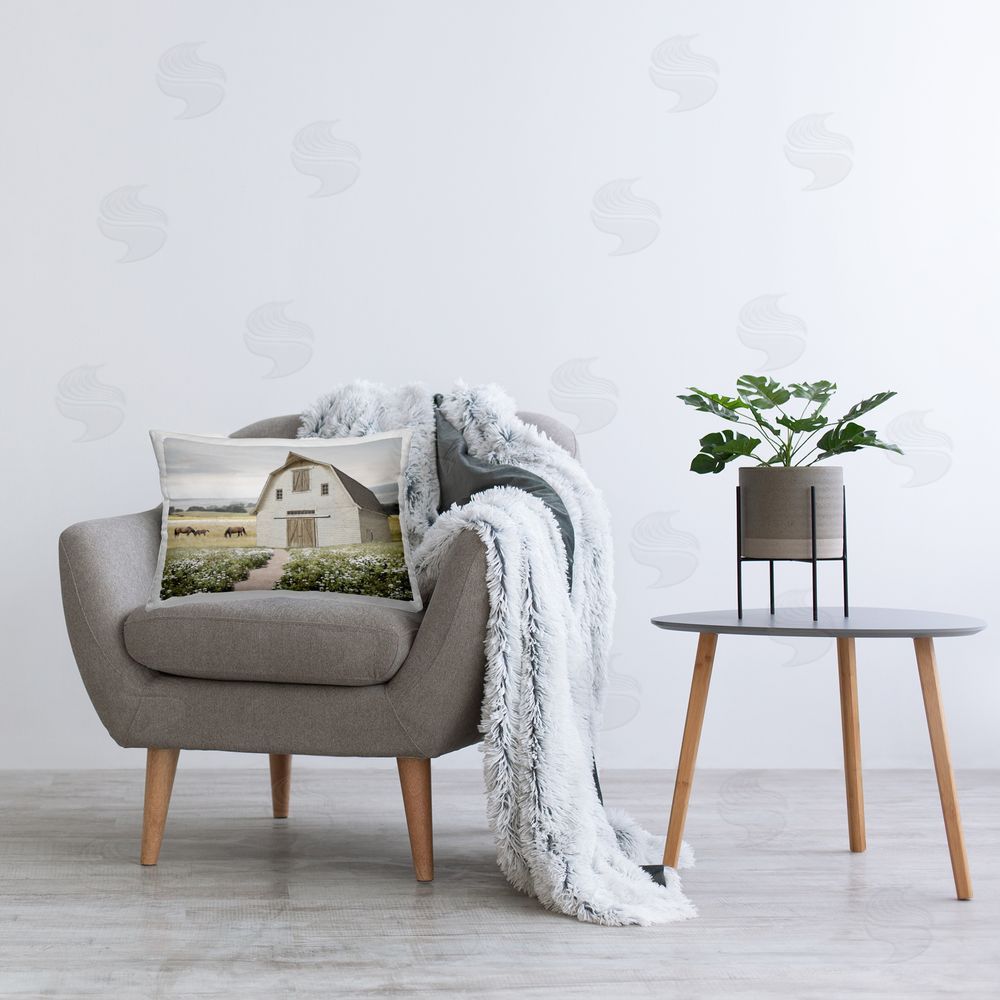 Amber Sterling Charming Path to Barn Printed Plush Polyester Throw Pillow On Chair